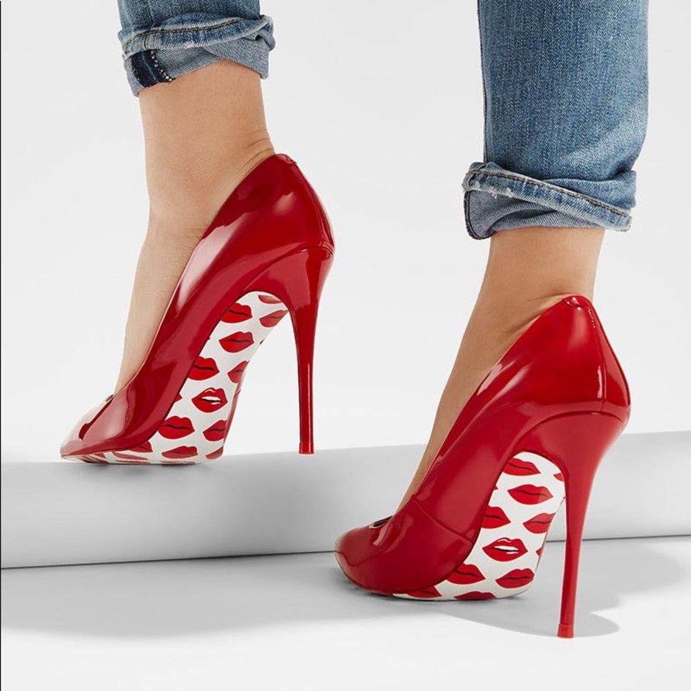 Aldo Heels - Red with red lips on bottoms